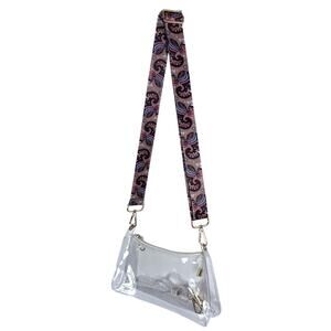 Clear Crossbody Purse Shoulder Bag with Colorful Adjustable Paisley Strap